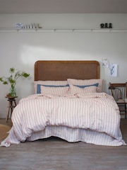 Piglet in Bed Mineral Red Ticking Stripe Linen Duvet Cover - Image 1 of 3