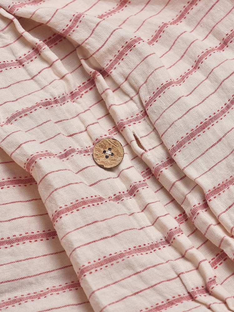 Piglet in Bed Mineral Red Ticking Stripe Linen Duvet Cover - Image 2 of 3