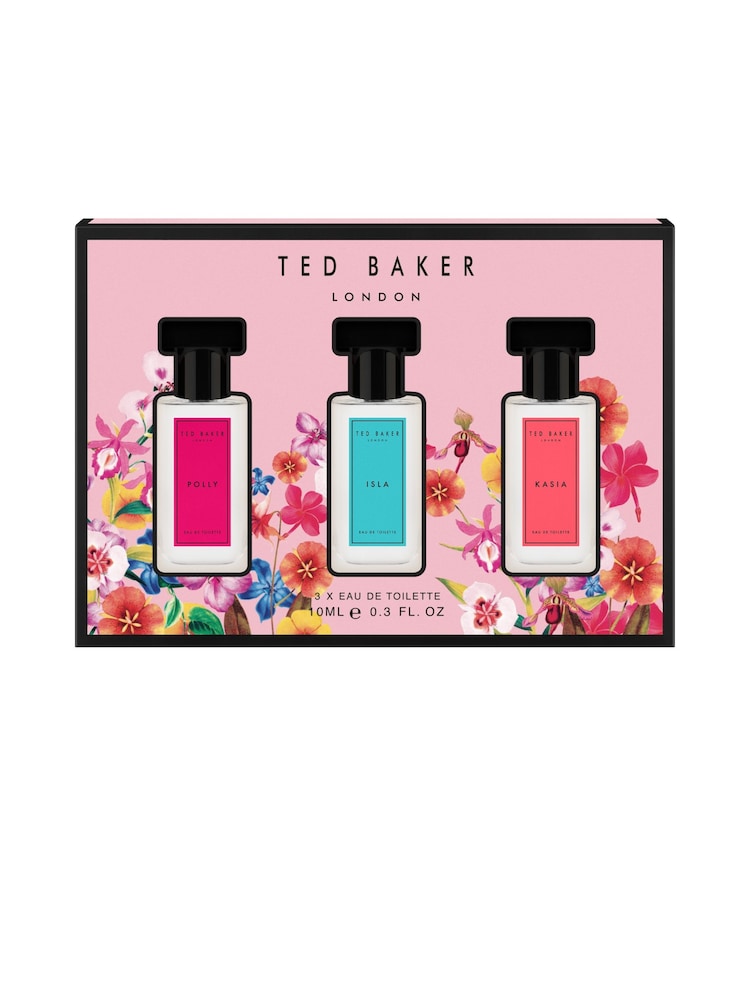 Ted Baker Floralicious Miniatures 3 x 10ml Eau deToilette Discovery Gift Set - Image 1 of 4 Ted Baker Floralicious Miniatures 3 x 10ml Eau deToilette Discovery Gift Set - Image 1 of 4