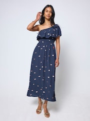 SCAMP & DUDE Foil Print One Shoulder Midi Dress - Image 2 of 4