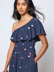SCAMP & DUDE Foil Print One Shoulder Midi Dress - Image 3 of 4