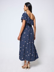 SCAMP & DUDE Foil Print One Shoulder Midi Dress - Image 4 of 4