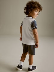 Navy Blue/White Baseball T-Shirt and Shorts Set (3mths-7yrs) - Image 3 of 7
