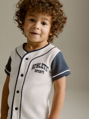 Navy Blue/White Baseball T-Shirt and Shorts Set (3mths-7yrs) - Image 4 of 7