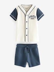 Navy Blue/White Baseball T-Shirt and Shorts Set (3mths-7yrs) - Image 5 of 7
