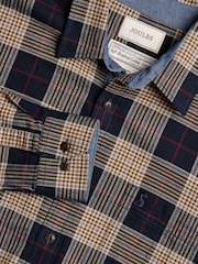 Joules Brushed Flannel Navy Blue Check Classic Fit Shirt - Image 1 of 11