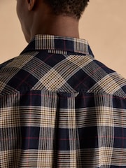 Joules Brushed Flannel Navy Blue Check Classic Fit Shirt - Image 10 of 11