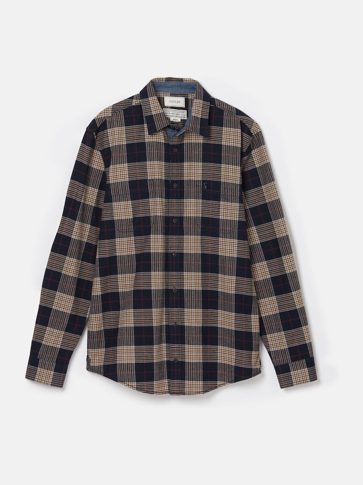 Joules Brushed Flannel Navy Blue Check Classic Fit Shirt - Image 11 of 11