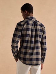 Joules Brushed Flannel Navy Blue Check Classic Fit Shirt - Image 3 of 11