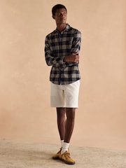 Joules Brushed Flannel Navy Blue Check Classic Fit Shirt - Image 4 of 11