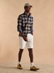 Joules Brushed Flannel Navy Blue Check Classic Fit Shirt - Image 6 of 11