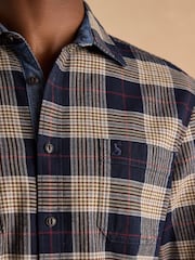 Joules Brushed Flannel Navy Blue Check Classic Fit Shirt - Image 7 of 11