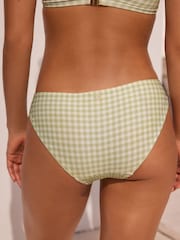 White/Green Gingham Shirred High Leg Bikini Bottoms - Image 5 of 7