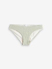 White/Green Gingham Shirred High Leg Bikini Bottoms - Image 7 of 7