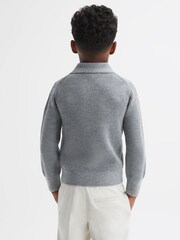 Reiss Soft Grey Melange Malik 9-13 yrs Knitted Open-Collar Top - Image 5 of 6