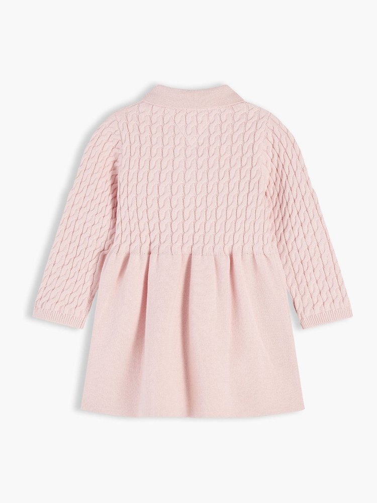 Tommy Hilfiger Pink Cable Knit Relaxed Polo Jumper Dress - Image 2 of 3 Tommy Hilfiger Pink Cable Knit Relaxed Polo Jumper Dress - Image 2 of 3