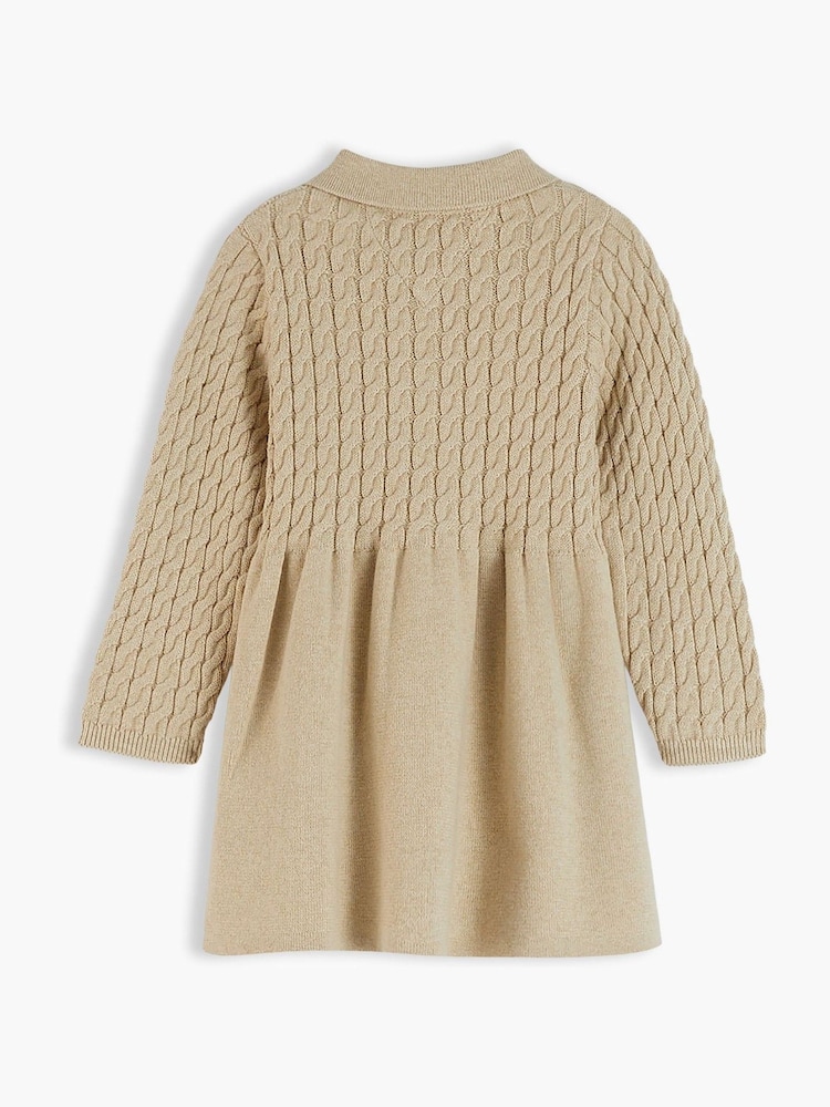 Tommy Hilfiger Gold Cable Knit Relaxed Polo Jumper Dress - Image 2 of 3 Tommy Hilfiger Gold Cable Knit Relaxed Polo Jumper Dress - Image 2 of 3