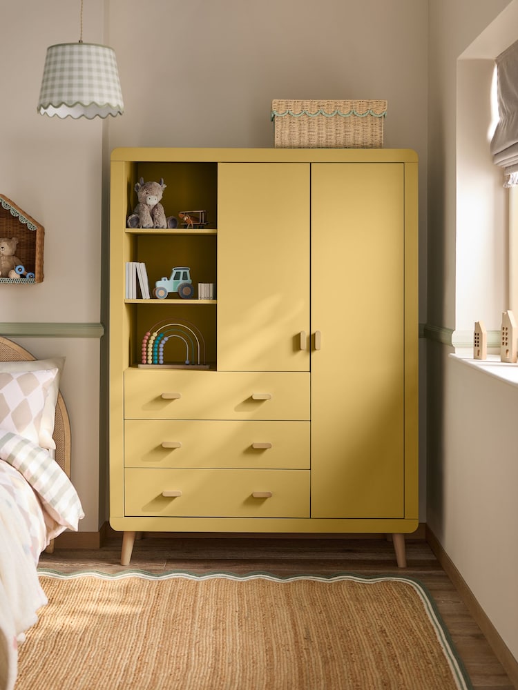 Mustard Yellow Double, 3 drawers Wardrobe - Image 1 of 11