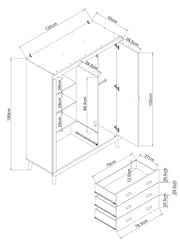 Mustard Yellow Double, 3 drawers Wardrobe - Image 8 of 11