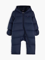 Tommy Hilfiger Blue Zip-Thru Snowsuit With Mittens And Booties - Image 1 of 3