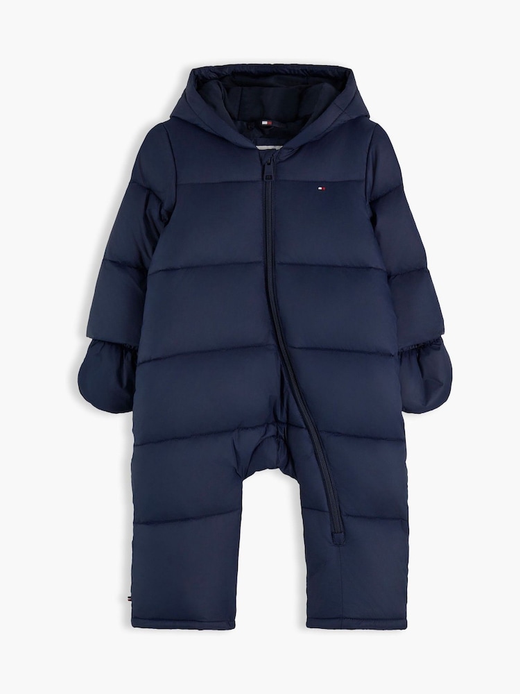 Tommy Hilfiger Blue Zip-Thru Snowsuit With Mittens And Booties - Image 1 of 3 Tommy Hilfiger Blue Zip-Thru Snowsuit With Mittens And Booties - Image 1 of 3