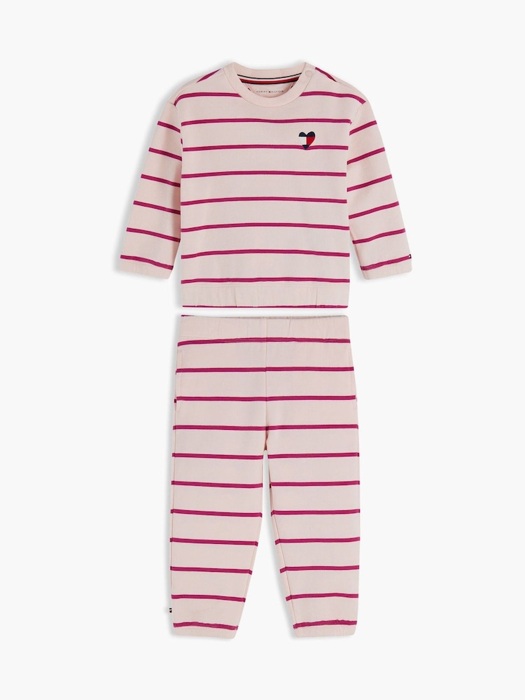Tommy Hilfiger Pink Heart Flag Sweatshirt And Joggers Set - Image 1 of 2 Tommy Hilfiger Pink Heart Flag Sweatshirt And Joggers Set - Image 1 of 2