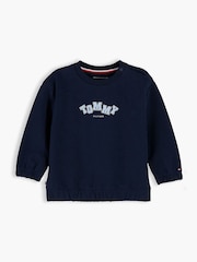 Tommy Hilfiger Blue Flag Embroidery Crew Neck Sweatshirt - Image 1 of 3
