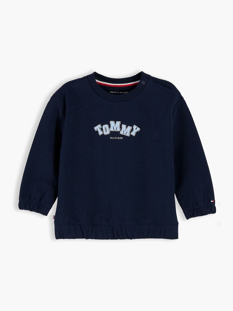 Tommy Hilfiger Blue Flag Embroidery Crew Neck Sweatshirt - Image 1 of 3