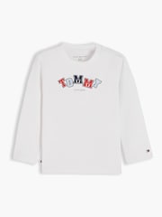 Tommy Hilfiger White Logo Long Sleeve T-Shirt - Image 1 of 3