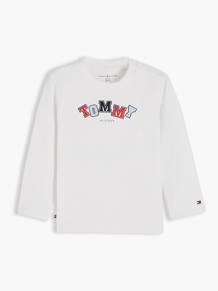 Tommy Hilfiger White Logo Long Sleeve T-Shirt - Image 1 of 3
