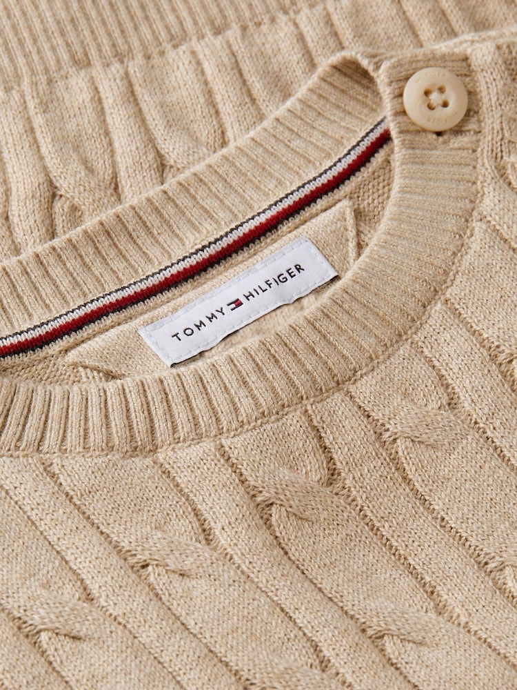 Tommy Hilfiger Gold Flag Embroidery Cable Knit Jumper - Image 3 of 3 Tommy Hilfiger Gold Flag Embroidery Cable Knit Jumper - Image 3 of 3