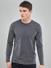 Charcoal Grey Regular Fit Long Sleeve Crew Neck T-Shirt - Image 1 of 4