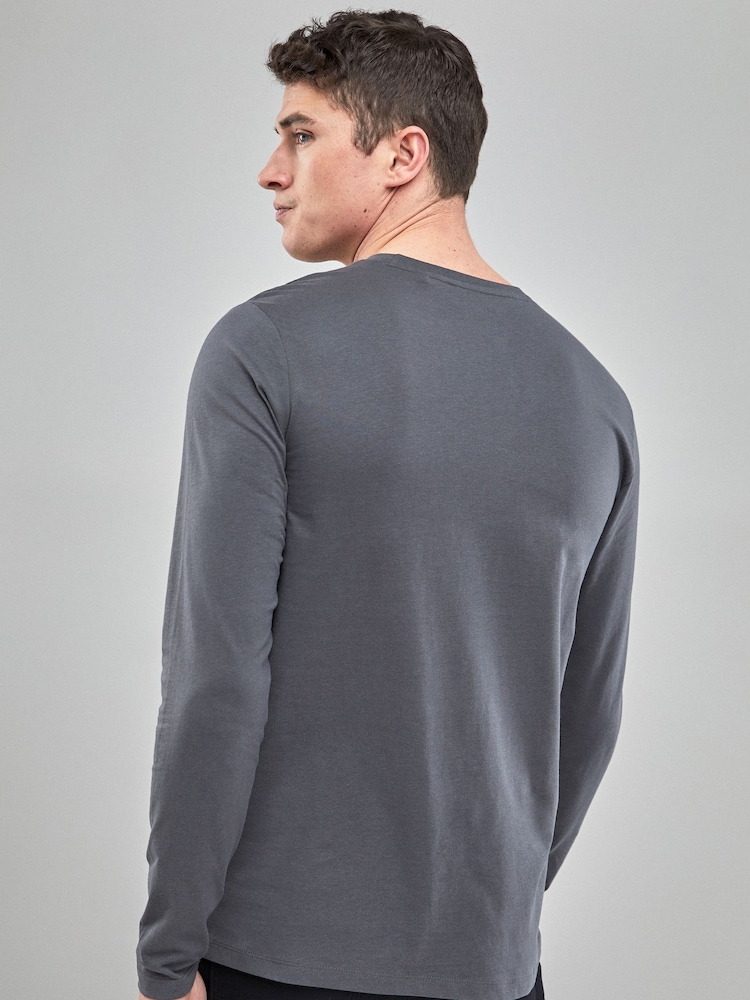 Charcoal Grey Regular Fit Long Sleeve Crew Neck T-Shirt - Image 2 of 4