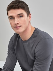 Charcoal Grey Regular Fit Long Sleeve Crew Neck T-Shirt - Image 3 of 4