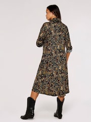 Apricot Black Paisley High Low Shirt Dress - Image 2 of 4