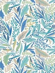 Origin Murals Denim Blue Patterned Leaves A4 Mural Sample - Image 1 of 1