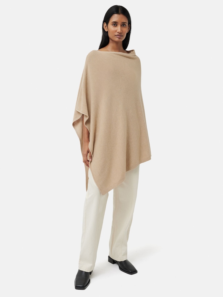 Jigsaw Beige Wool Blend Poncho with Cashmere - Image 2 of 6