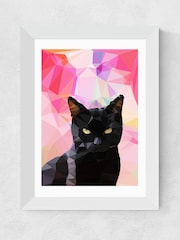 White Black Cat by Studio Cockatoo Framed Print - Image 1 of 3