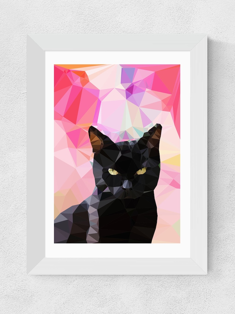 White Black Cat by Studio Cockatoo Framed Print - Image 1 of 3