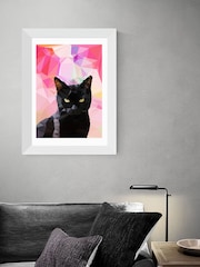 White Black Cat by Studio Cockatoo Framed Print - Image 2 of 3