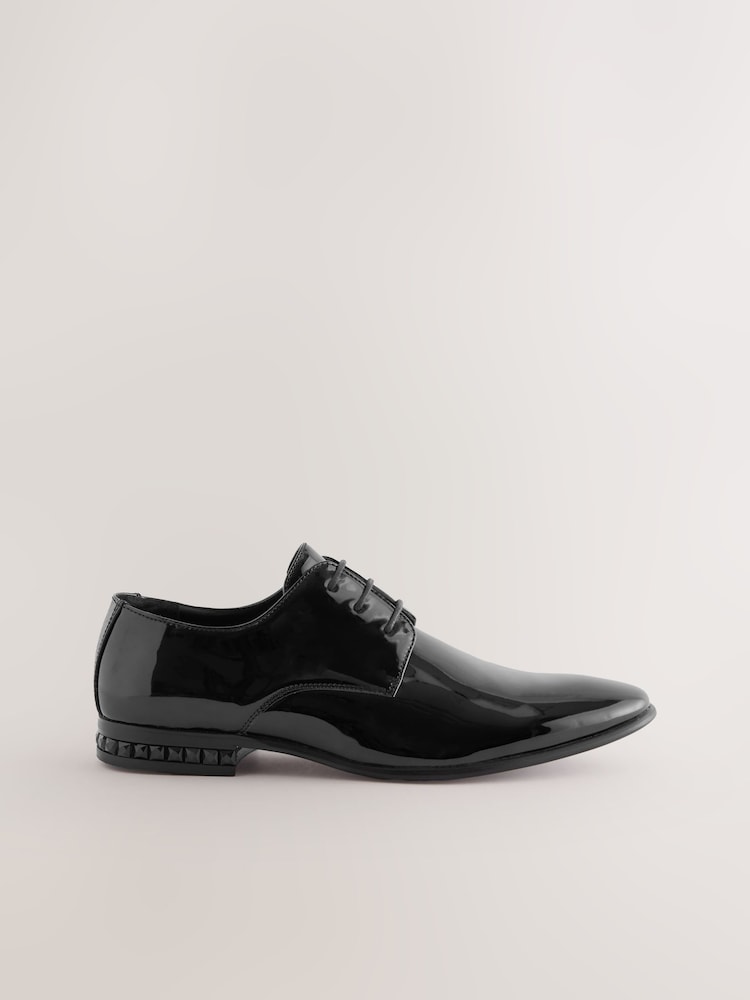 Black Diamante Heel Patent Derby Shoes - Image 2 of 5 Black Diamante Heel Patent Derby Shoes - Image 2 of 5