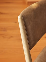 Set of 2 Vintage Faux Leather Tan Brown Flinton Dining Chairs - Image 3 of 8