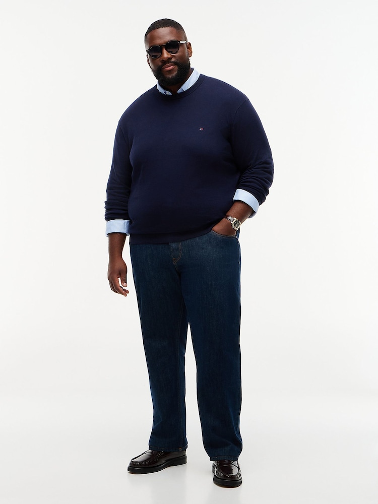 Tommy Hilfiger Blue Plus Crew Neck Jumper With Cashmere - Image 2 of 8 Tommy Hilfiger Blue Plus Crew Neck Jumper With Cashmere - Image 2 of 8
