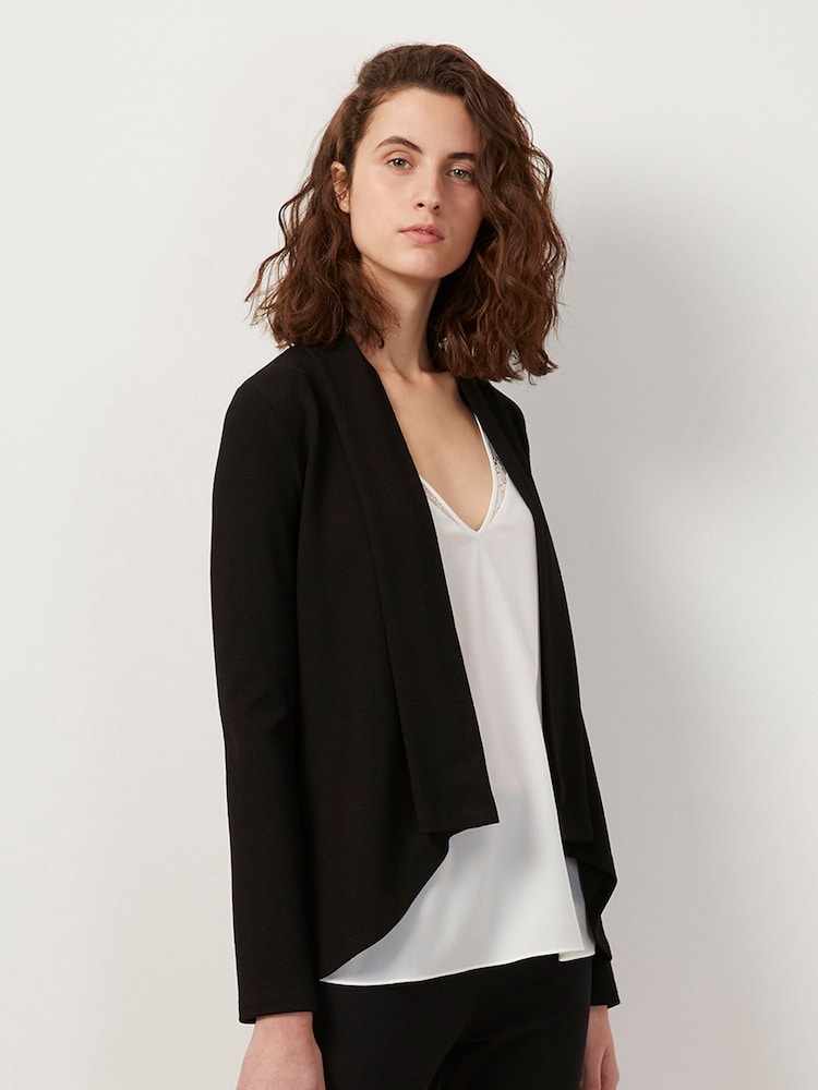 French Connection Black Jersey Josie Drape Front Jacket - Image 1 of 4
