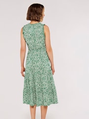 Apricot Green White Abstract Daisy Smock Midi Dress - Image 2 of 4
