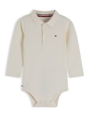 Tommy Hilfiger White Polo Collar Long Sleeve Bodysuit - Image 1 of 3
