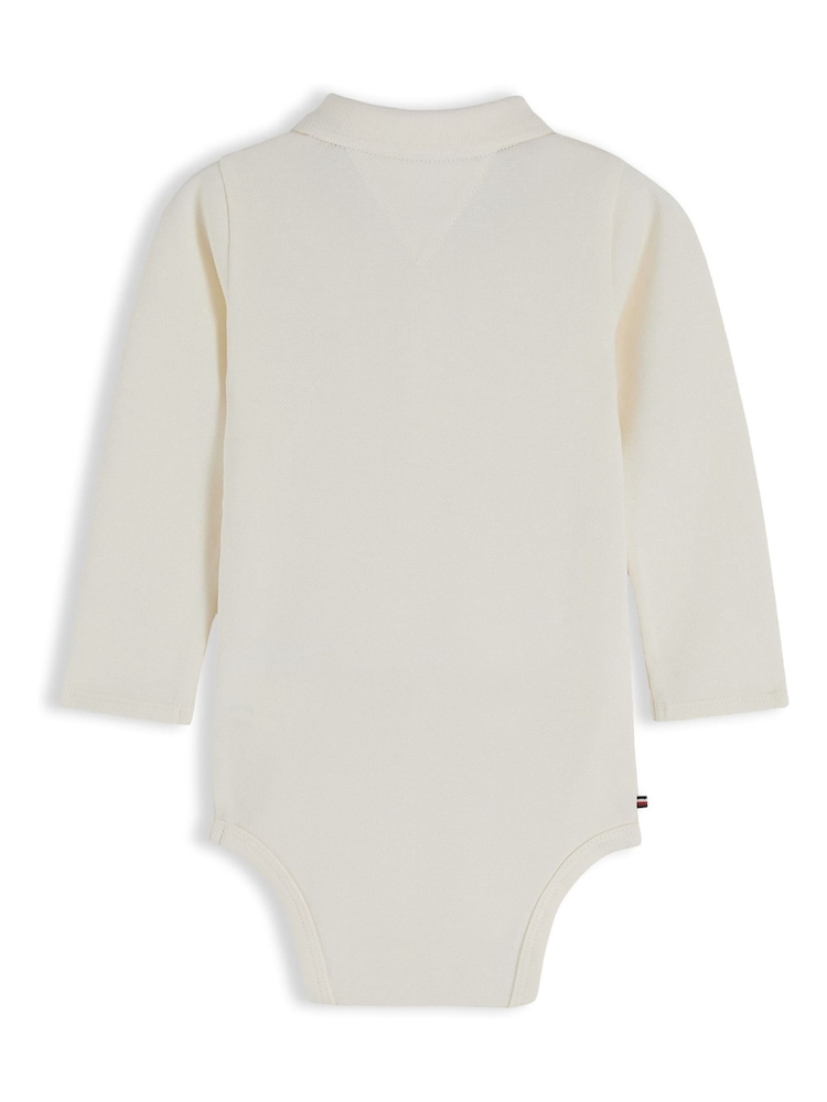 Tommy Hilfiger White Polo Collar Long Sleeve Bodysuit - Image 2 of 3 Tommy Hilfiger White Polo Collar Long Sleeve Bodysuit - Image 2 of 3
