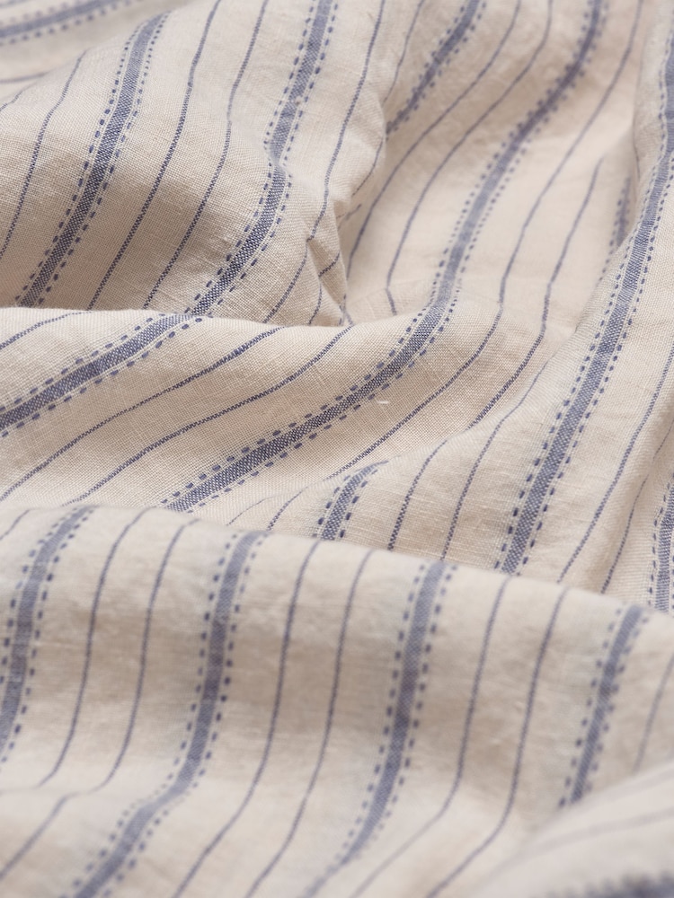 Piglet in Bed Dusk Blue Ticking Stripe Linen Duvet Cover - Image 2 of 5
