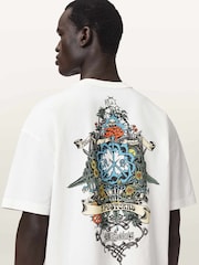 AllSaints White Saviour Short Sleeve Crew Neck T-Shirt - Image 2 of 9