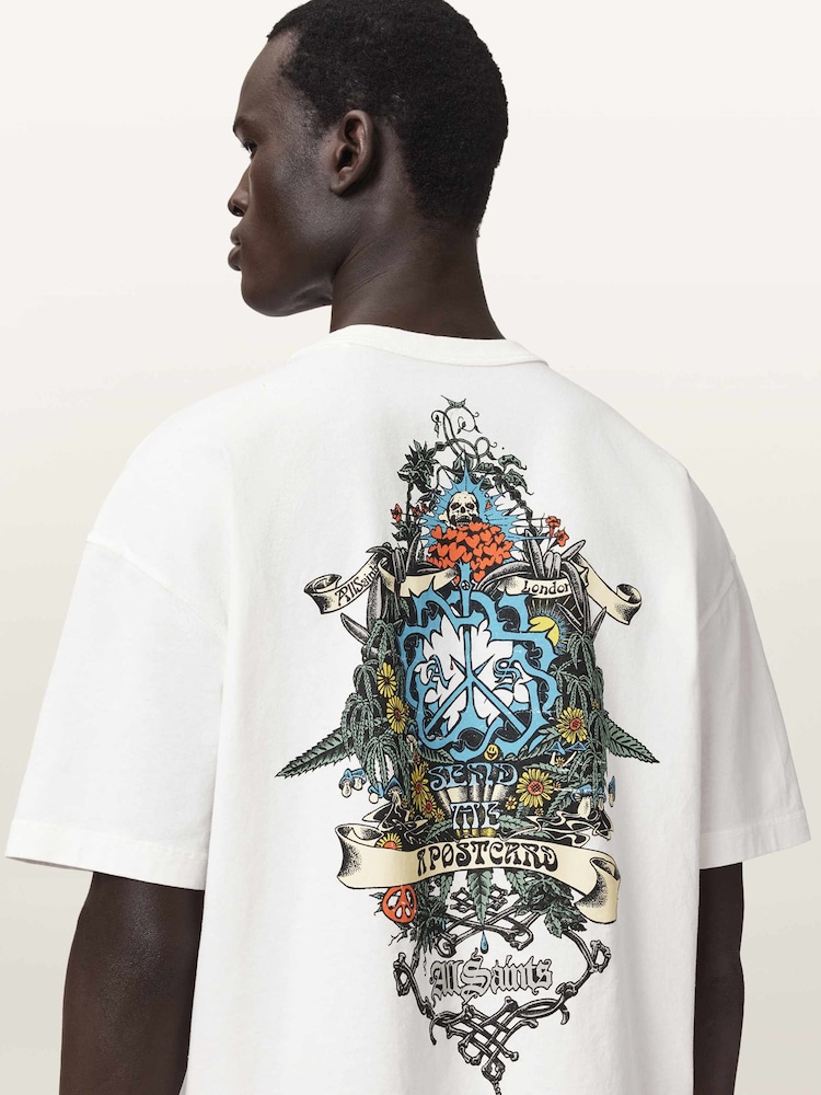 AllSaints White Saviour Short Sleeve Crew Neck T-Shirt - Image 2 of 9 AllSaints White Saviour Short Sleeve Crew Neck T-Shirt - Image 2 of 9
